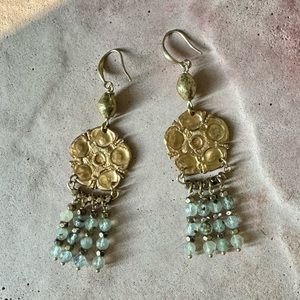 Handmade vintage floret prehnite gemstone earrings